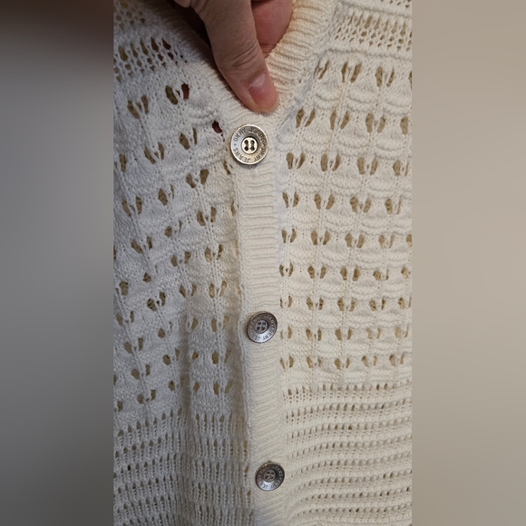 DKNY | White knit cardigan sweater - Picture 3 of 6